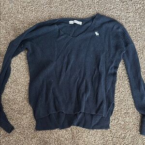 Navy Blue V-Neck Sweater with Logo